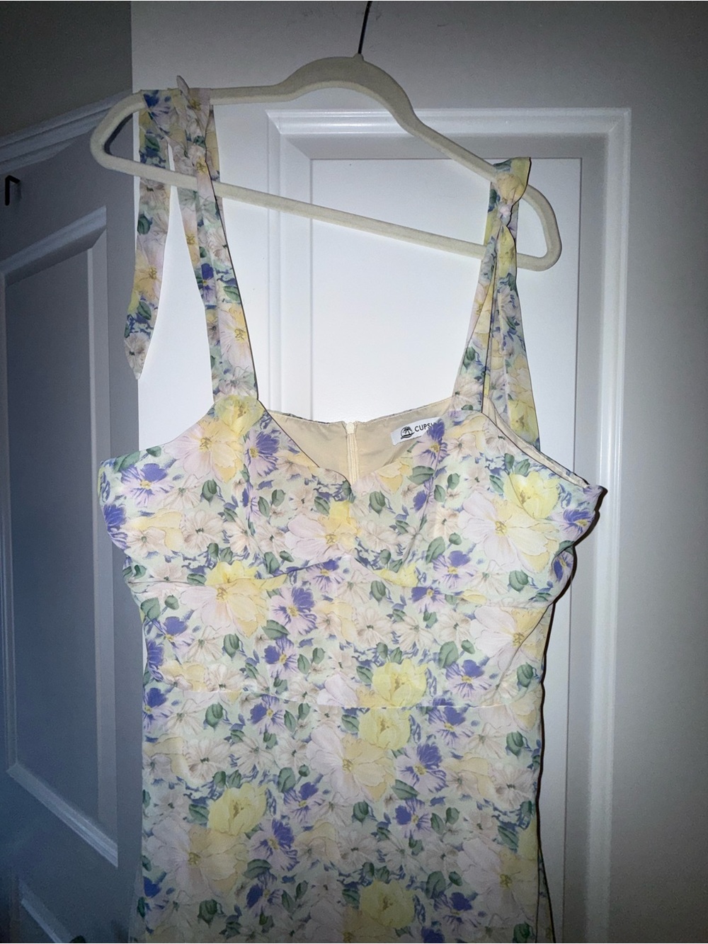 Floral Tie-Shoulder Sundress - Yellow & Lavender